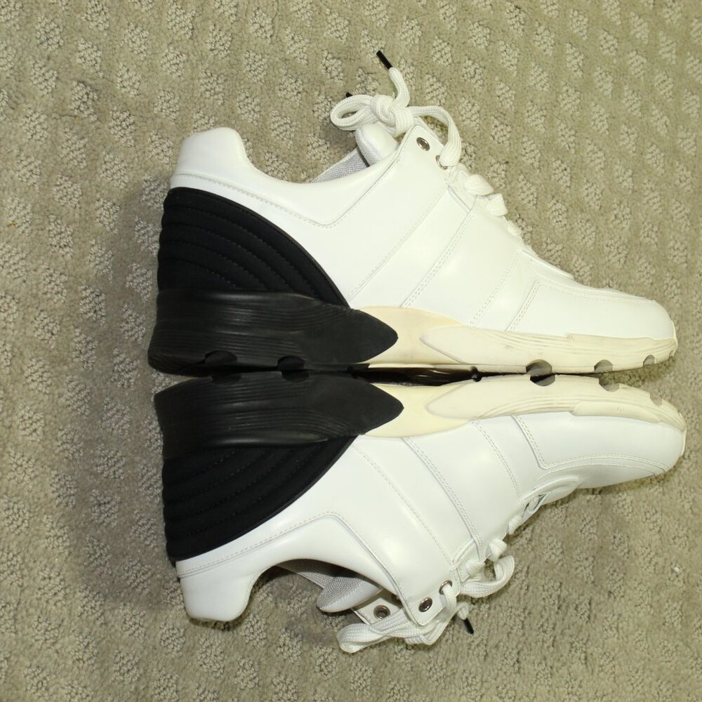 AUTHENTICATED Chanel Men's Size 12/ 45 White & Black CC Low Top Sneakers - Picture 4 of 14